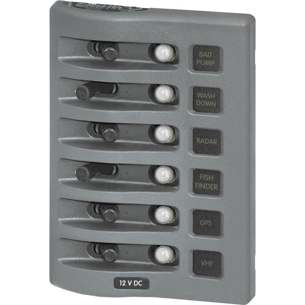 Blue Sea Systems Blue Sea 4376 WeatherDeck Water Resistant Circuit Breaker Panel - 6 Position - Grey Electrical