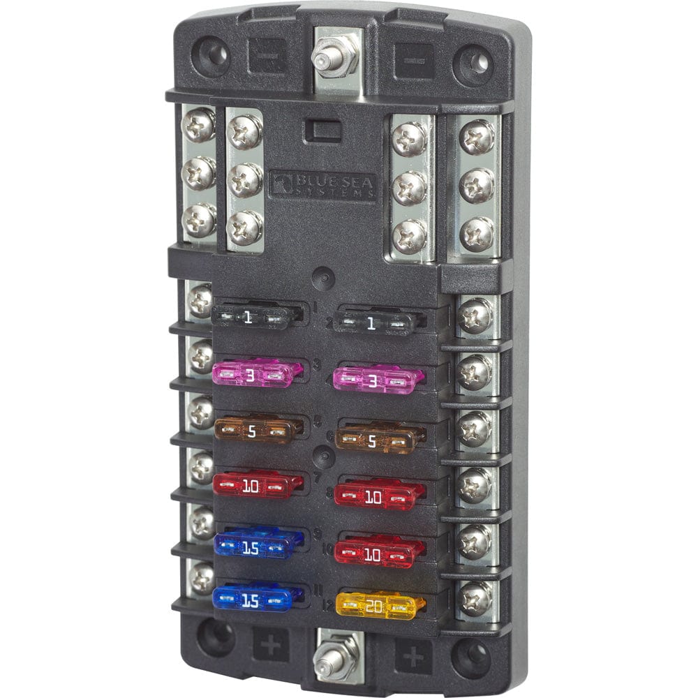 Blue Sea Systems Blue Sea 5031 ST Blade Fuse Block w/o Cover - 12 Circuit w/Negative Bus Electrical