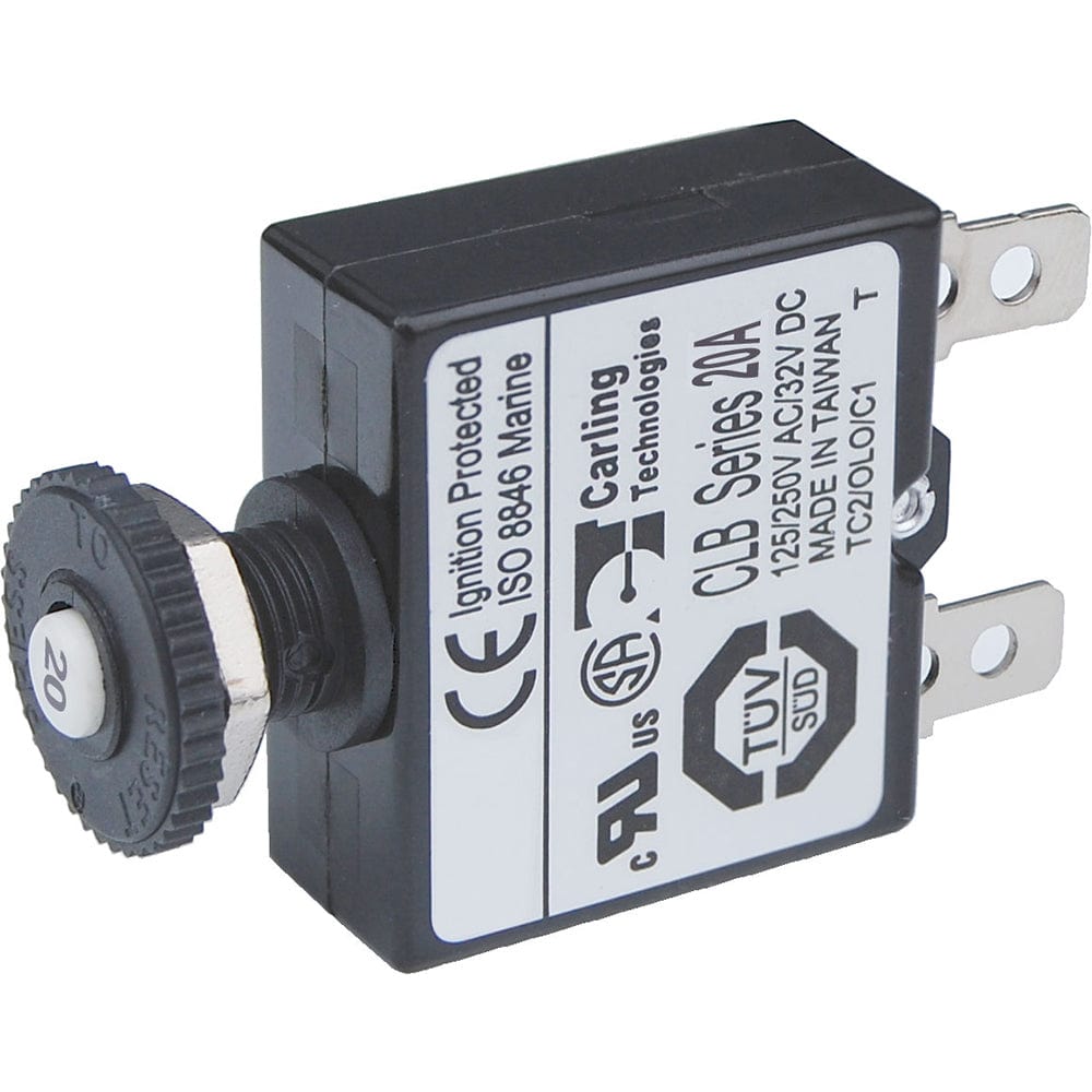 Blue Sea Systems Blue Sea 7057 20A Push Button Thermal with Quick Connect Terminals Electrical