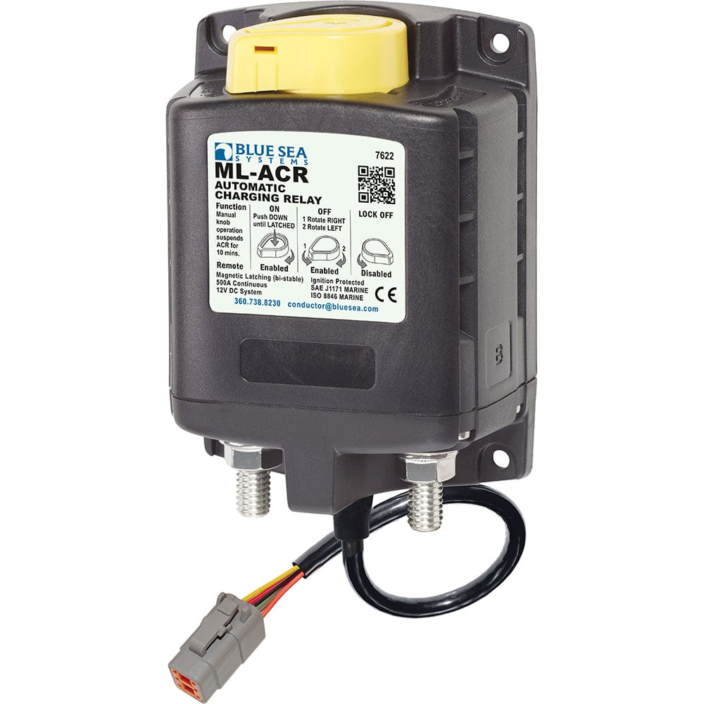 Blue Sea Systems Blue Sea 7622100 ML ACR Charging Relay 12V 500A w/Manual Control & Deutsch Connector Electrical