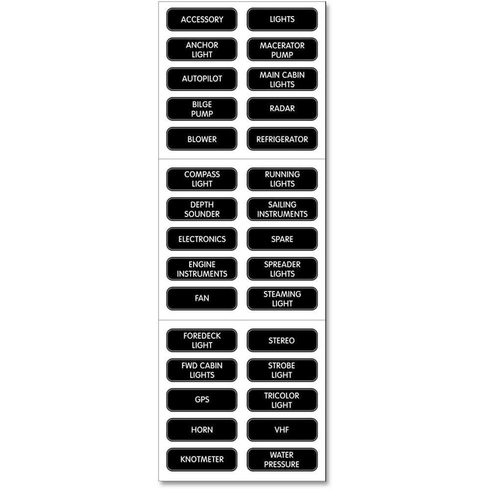 Blue Sea Systems Blue Sea 8030 DC Panel Basic 30 Label Set Electrical