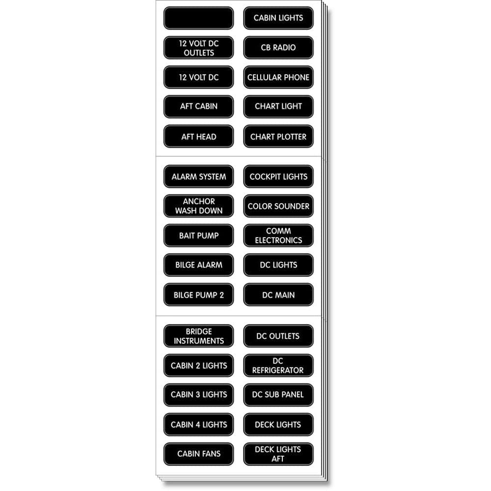 Blue Sea Systems Blue Sea 8039 DC Panel Extended 120 Label Set Electrical