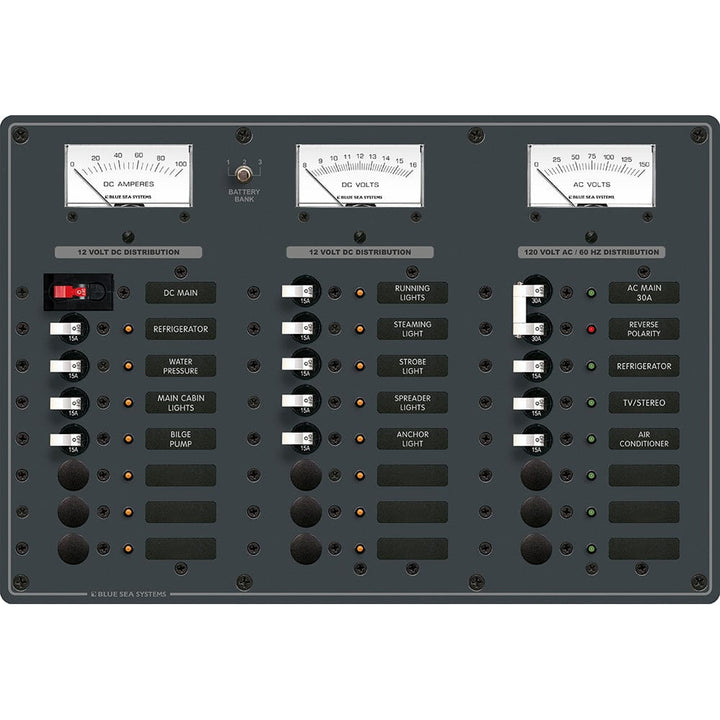 Blue Sea Systems Blue Sea 8084 AC Main +6 Positions/DC Main +15 Positions Toggle Circuit Breaker Panel - White Switches Electrical