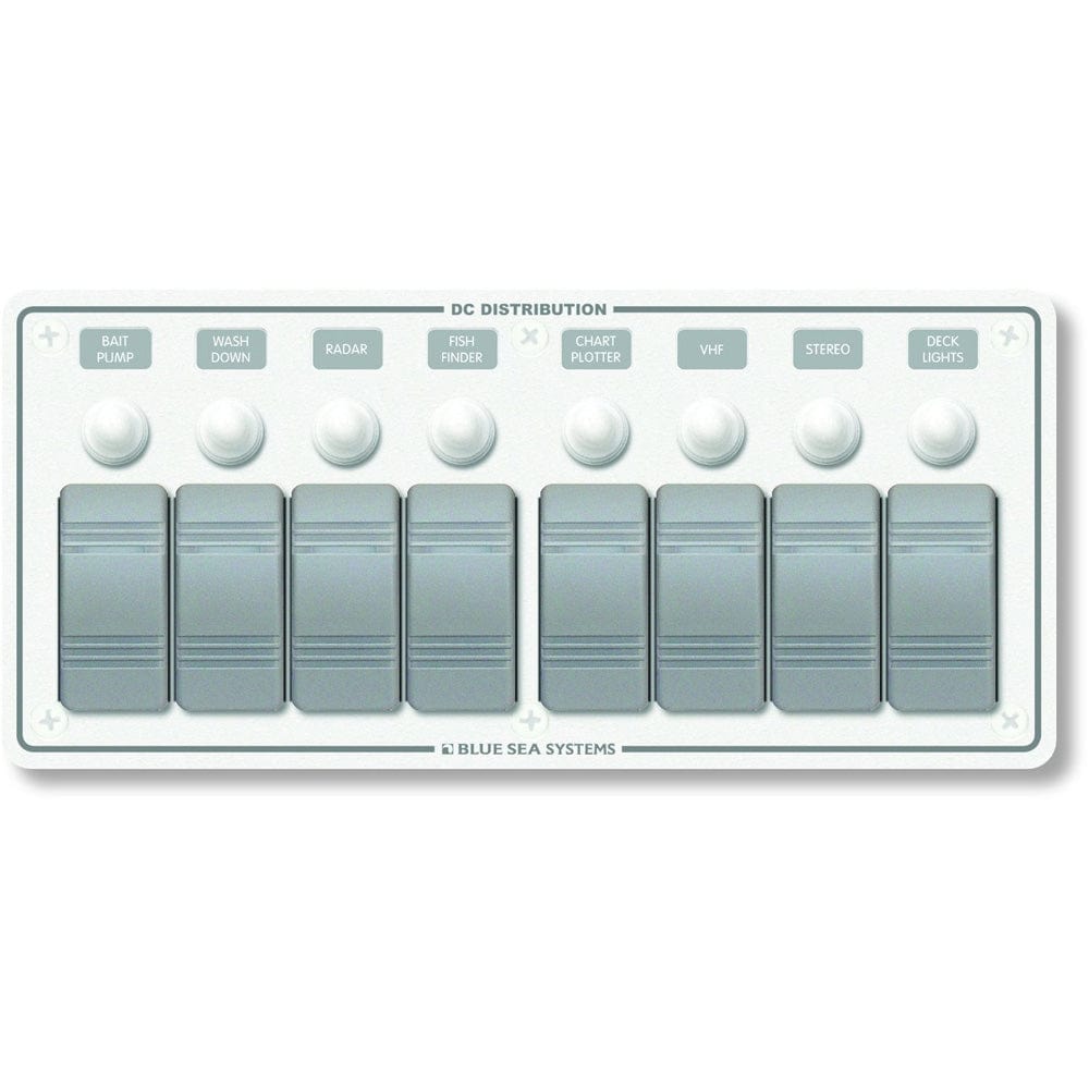 Blue Sea Systems Blue Sea 8271 Water Resistant Panel - 8 Position - White - Horizontal Mount Electrical