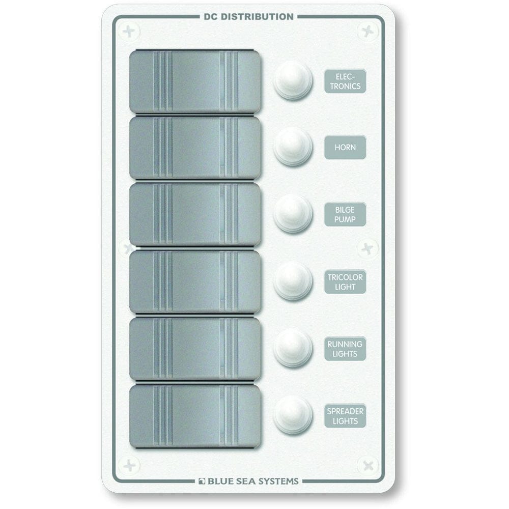 Blue Sea Systems Blue Sea 8273 Water Resistant Panel - 6 Position - White - Vertical Electrical