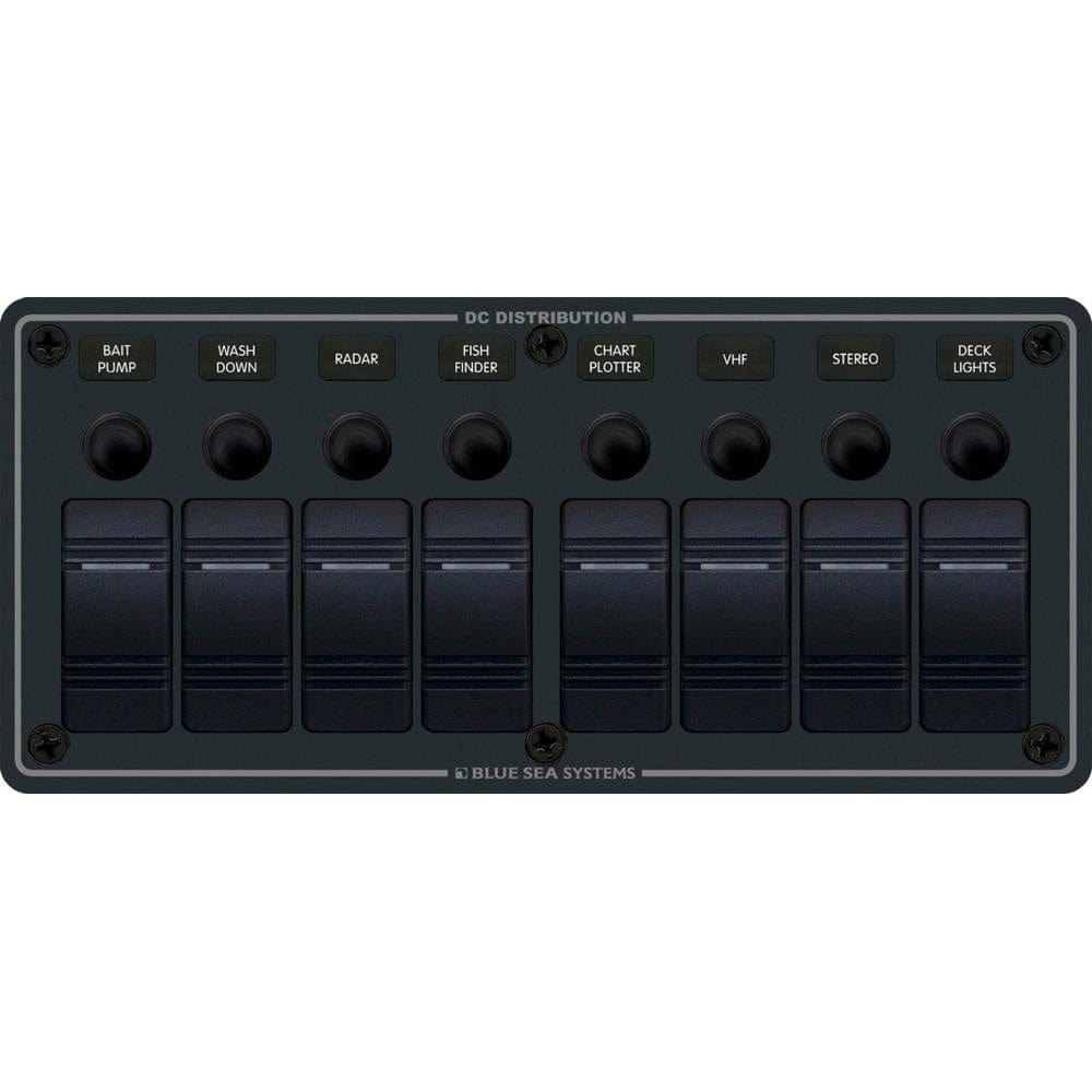 Blue Sea Systems Blue Sea 8371 Water Resistant Panel - 8 Position - Black - Horizontal Mount Electrical