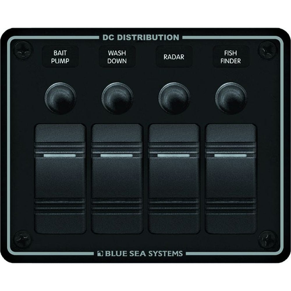 Blue Sea Systems Blue Sea 8372 Water Resistant 4 Position - Black - Horizontal Mount Panel Electrical