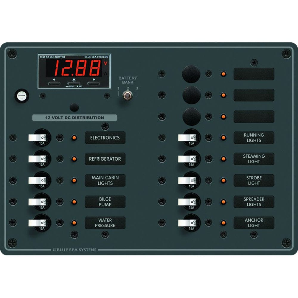 Blue Sea Systems Blue Sea 8403 DC Panel 13 Position w/ Multimeter Electrical