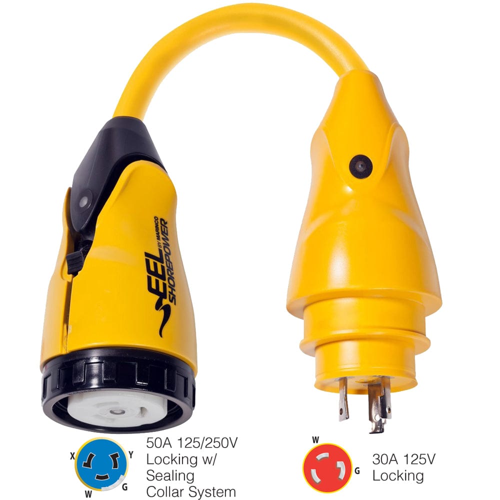Marinco Marinco P30-504 EEL 50A-125/250V Female to 30A-125V Male Pigtail Adapter - Yellow Electrical