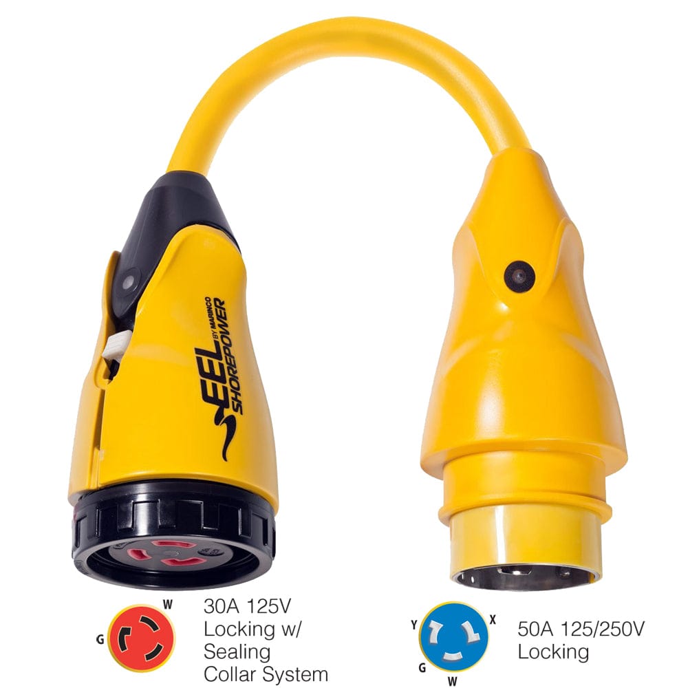 Marinco Marinco P504-30 EEL 30A-125V Female to 50A-125/250V Male Pigtail Adapter - Yellow Electrical