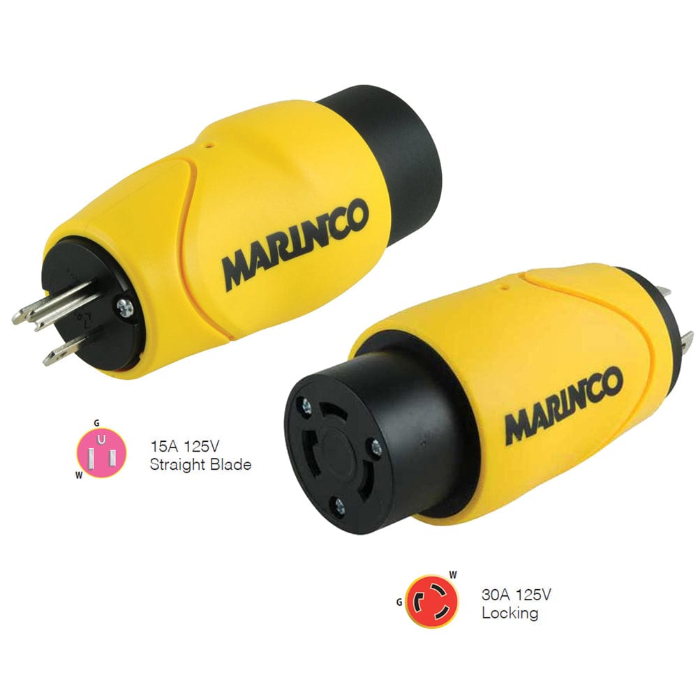 Marinco Marinco Straight Adapter 15Amp Straight Male to 30Amp Locking Female Connector Electrical