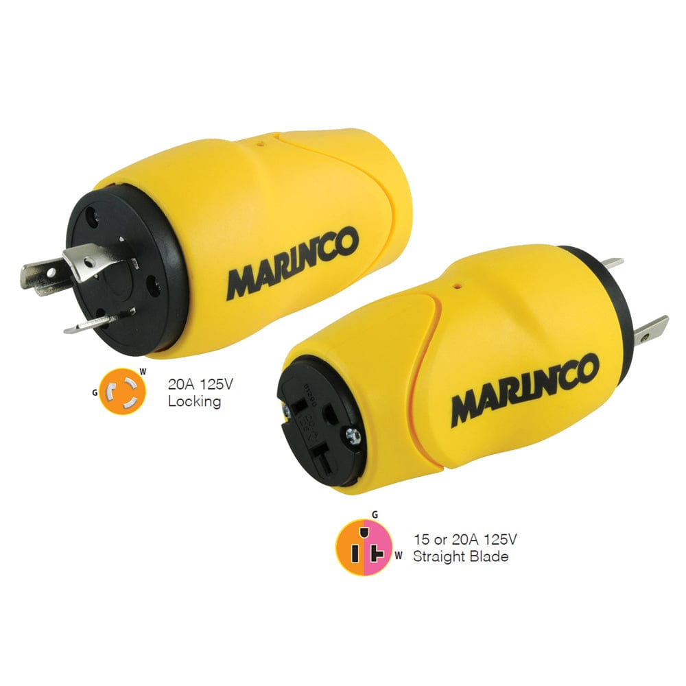 Marinco Marinco Straight Adapter 20Amp Locking Male Plug to 15Amp Straight Female Adapter Electrical