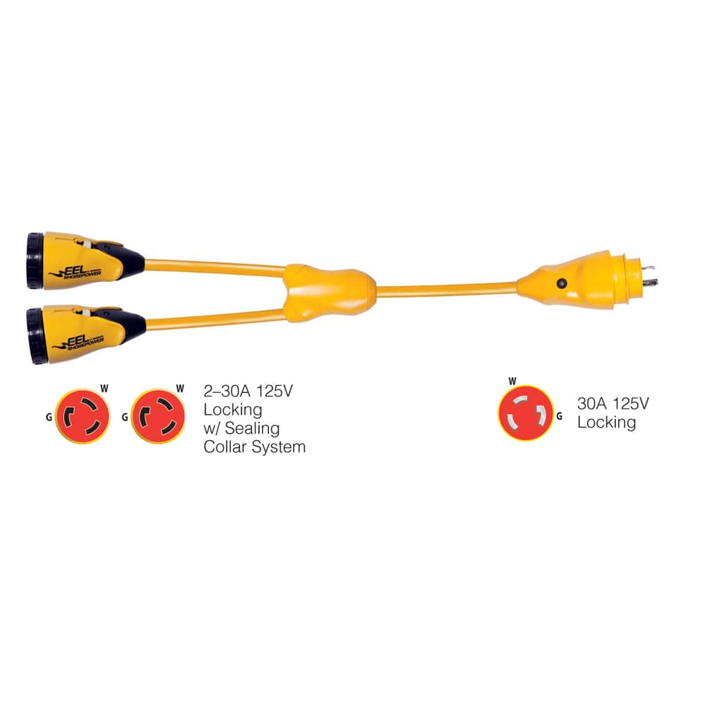 Marinco Marinco Y30-2-30 EEL (2)30A-125V Female to (1)30A-125V Male "Y" Adapter - Yellow Electrical