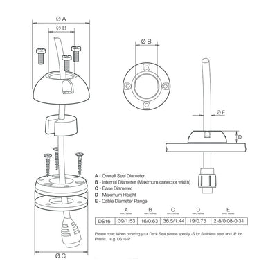 Scanstrut Scanstrut Mini Deck Seal Connector - .63" Cable - .35" Electrical