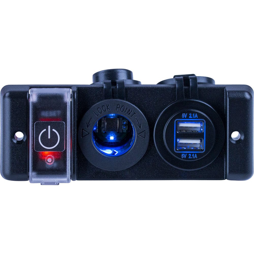 Sea-Dog Sea-Dog Double USB & Power Socket Panel w/Breaker Switch Electrical
