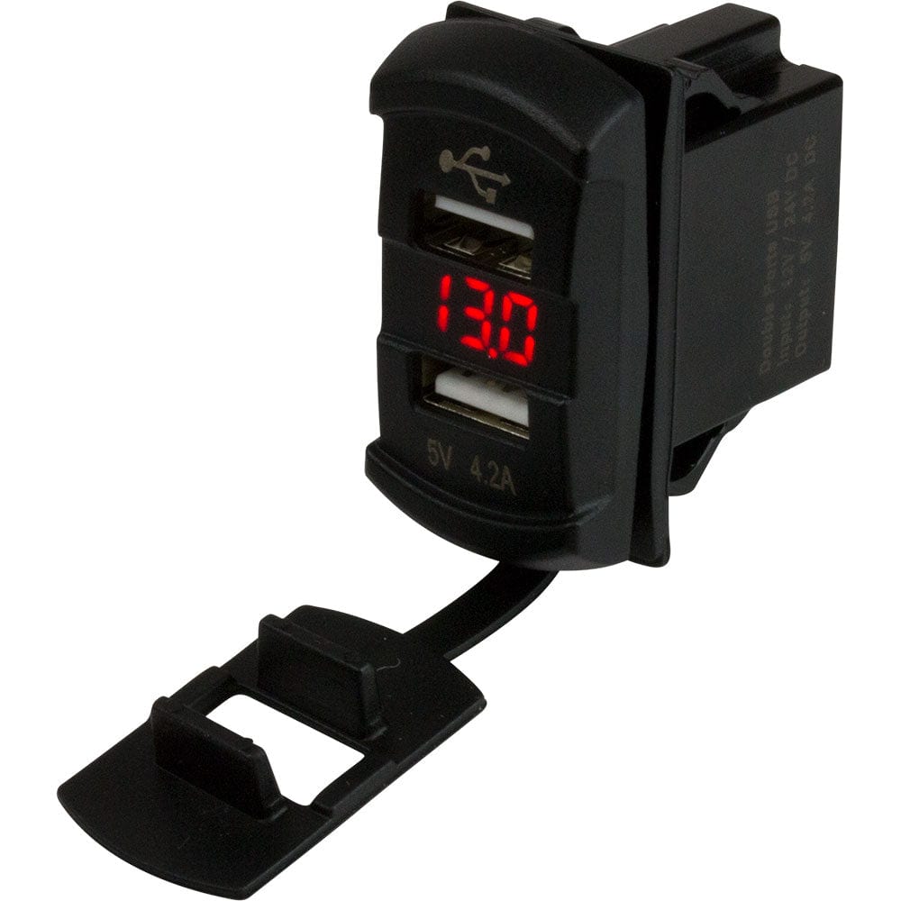 Sea-Dog Sea-Dog Dual USB Rocker Switch Style Voltmeter w/Hidden Display Electrical