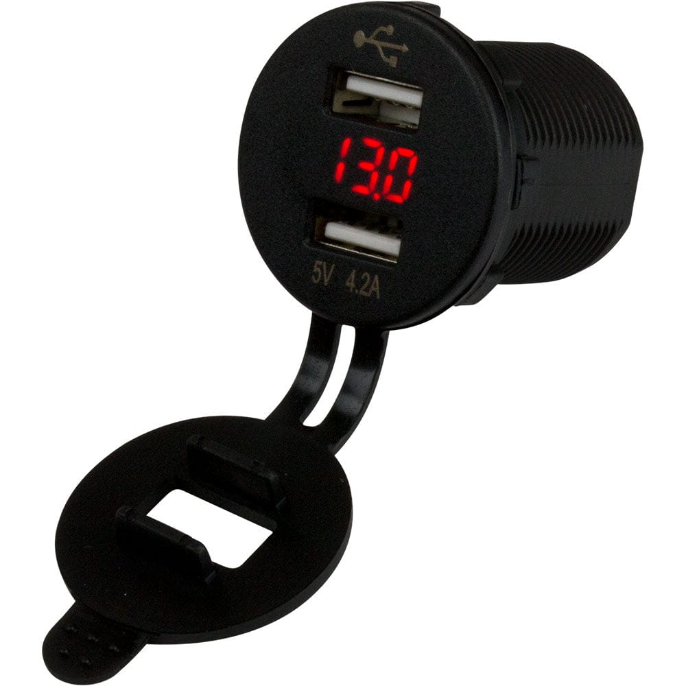 Sea-Dog Sea-Dog Dual USB Socket/Voltmeter w/Hidden Display Electrical