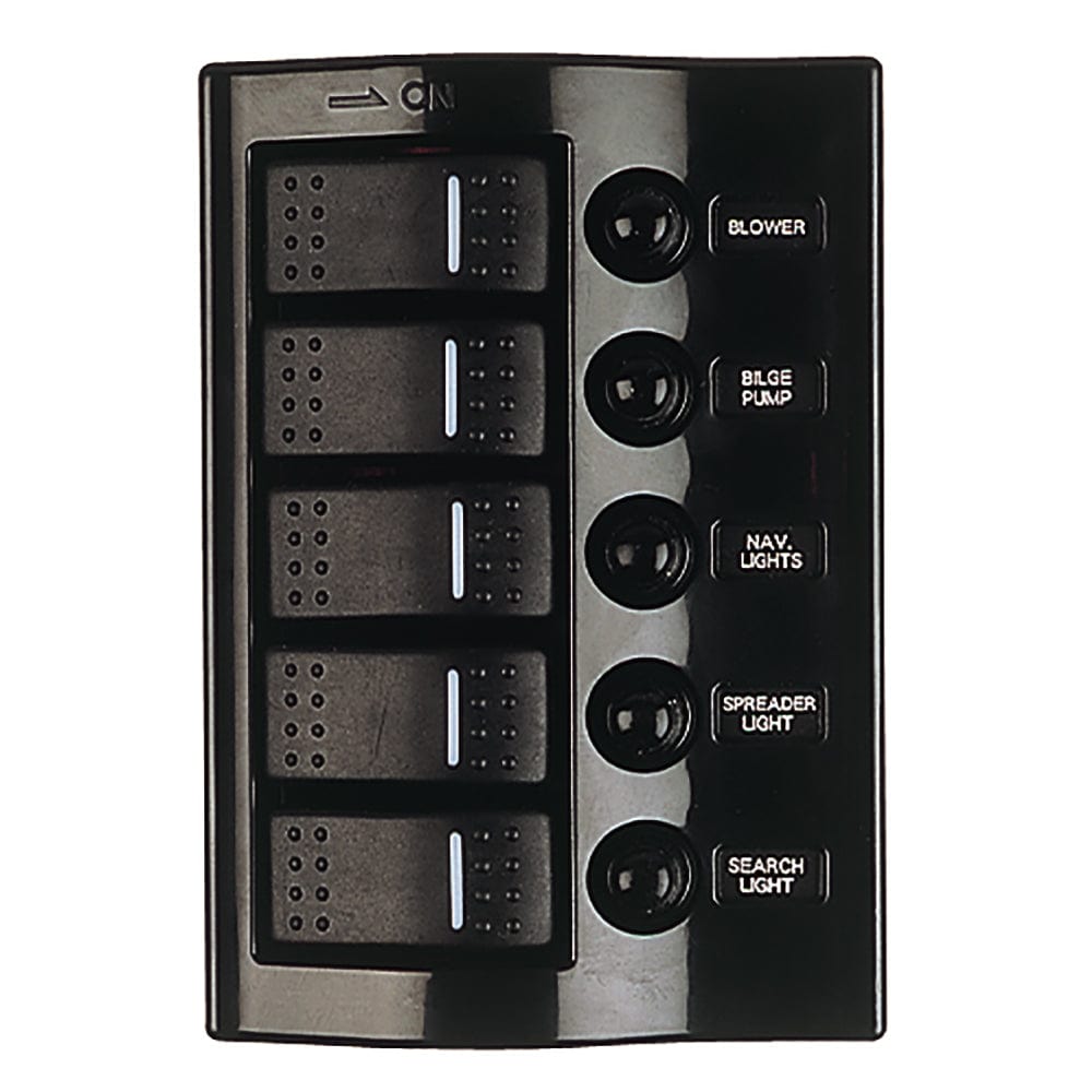 Sea-Dog Sea-Dog Nylon Circuit Breaker Panel - 5 Circuit - Wave Style Electrical