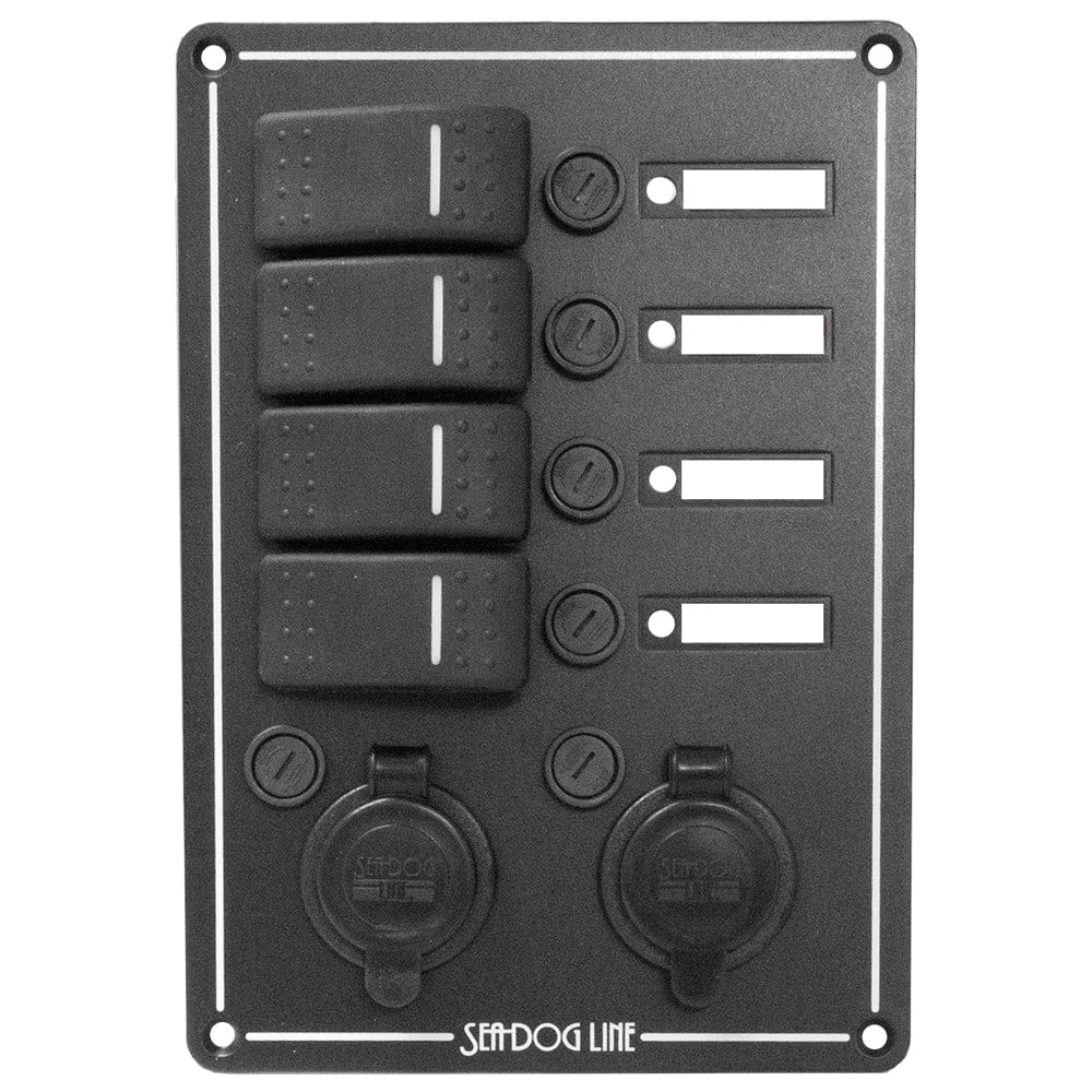 Sea-Dog Sea-Dog Switch Panel 4 Circuit w/Dual Power Socket & Illuminated Switches Electrical
