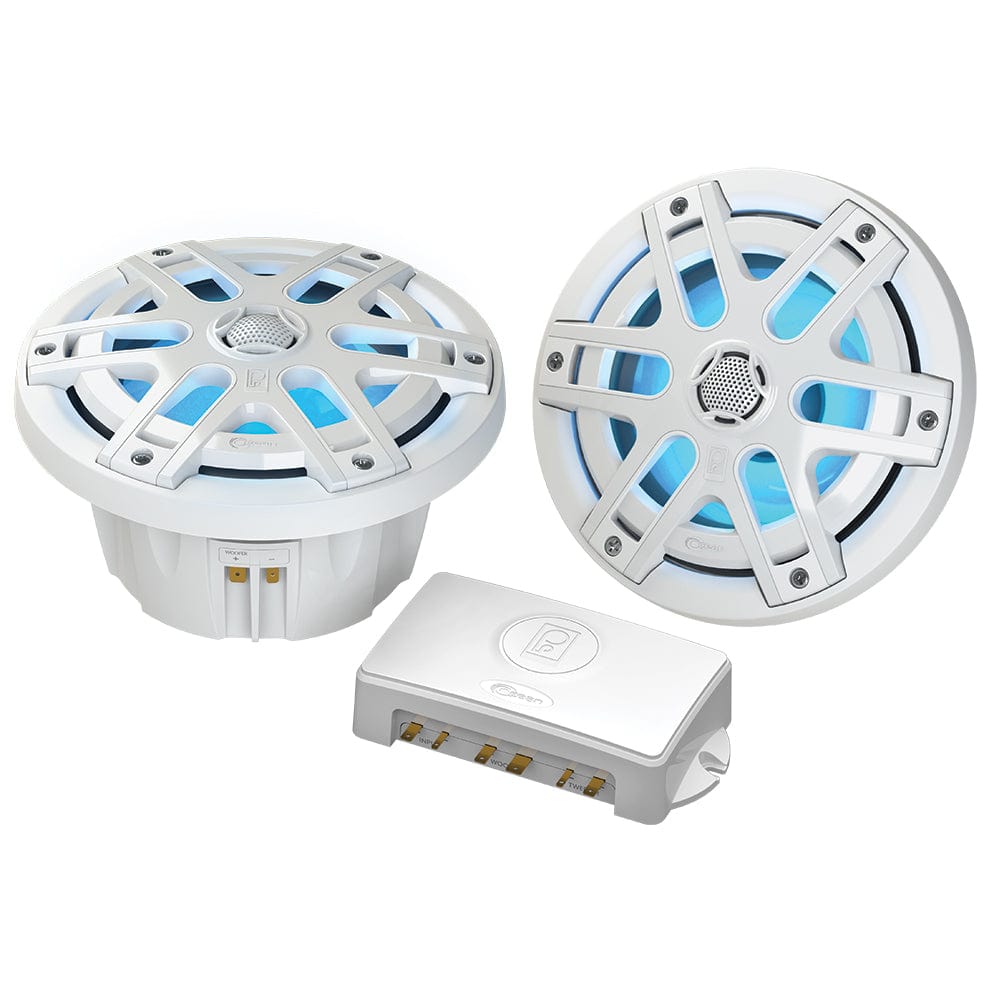 Poly-Planar Poly-Planar MA-OC6 6.5" 480 Watt Waterproof Blue LED Speaker - White Entertainment