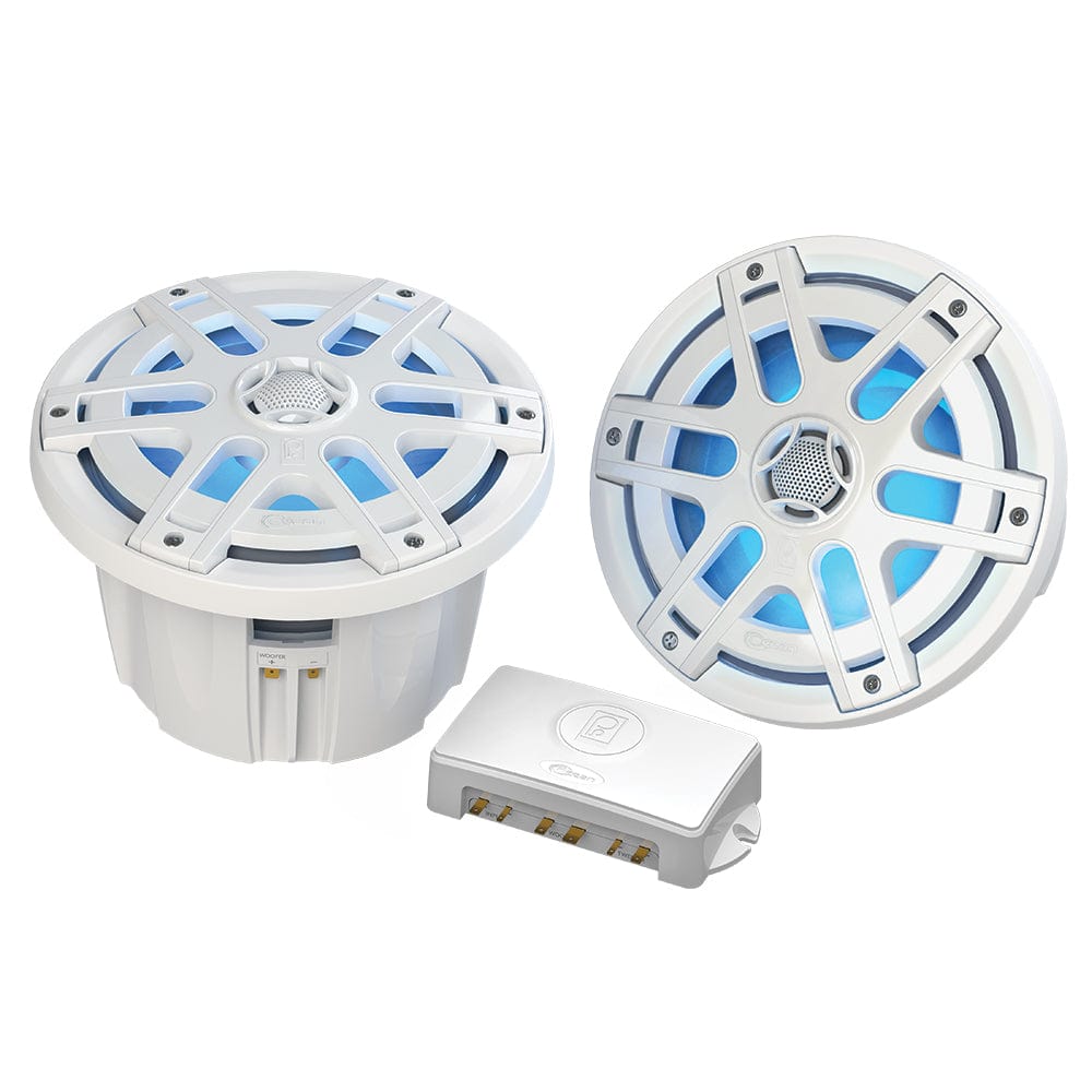 Poly-Planar Poly-Planar MA-OC8 8" 500 Watt Waterproof Blue LED Speaker - White Entertainment