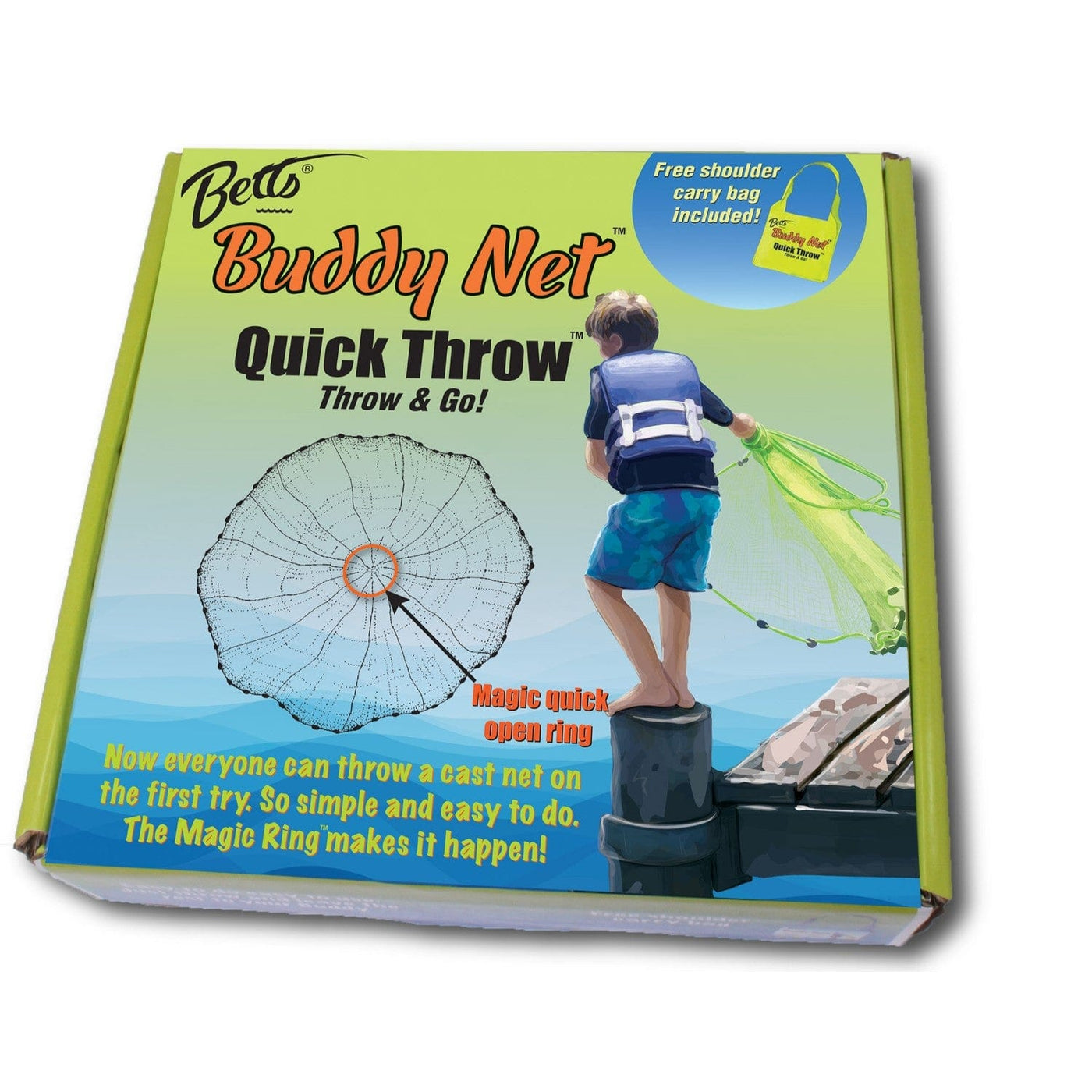 Betts Betts Buddy Quick Throw Net 3.5ft 0.375in mesh Chartreuse 4' 3/8" Fishing