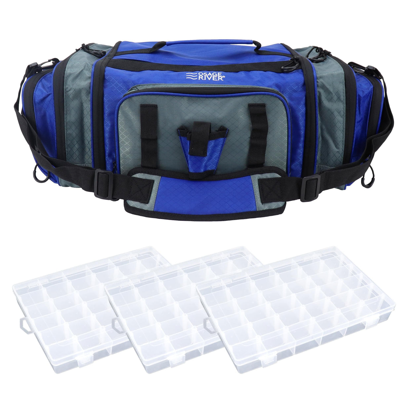 Osage River Osage River Elite Ripstop Fishing Tackle Bag w 3 Tackle Boxes Ash Fishing