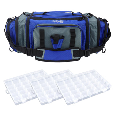 Osage River Osage River Elite Ripstop Fishing Tackle Bag w 3 Tackle Boxes Ash Fishing