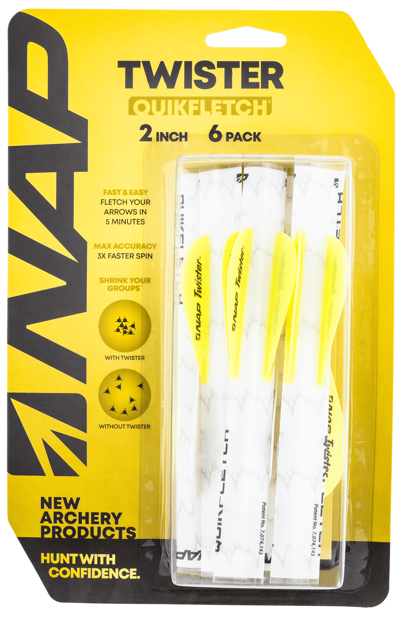 New Archery Products Nap Quikfletch W/twister Vanes White/yellow 6 Pk. Fletching Tools and Materials