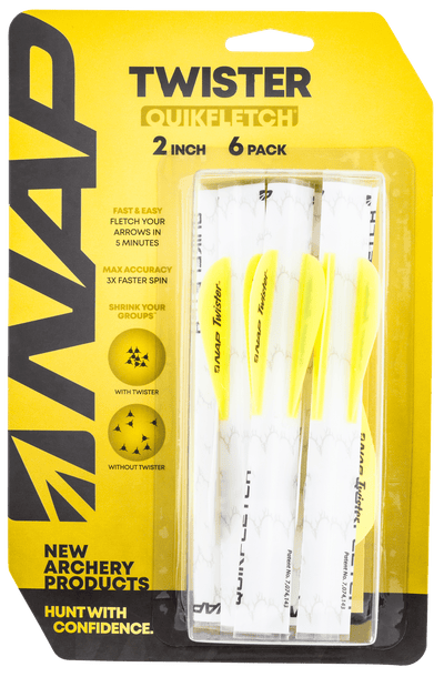 New Archery Products Nap Quikfletch W/twister Vanes White/yellow 6 Pk. Fletching Tools and Materials