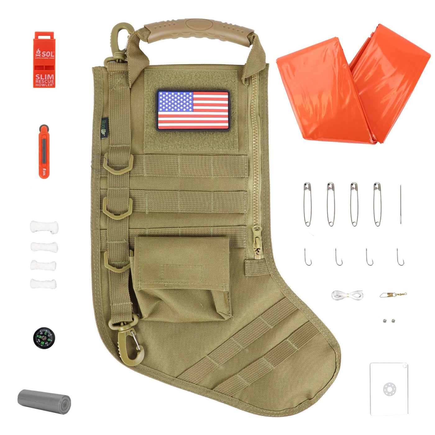 Osage River Osage River Tactical Christmas Stocking Survival Pkg Khaki Gifts And Novelty
