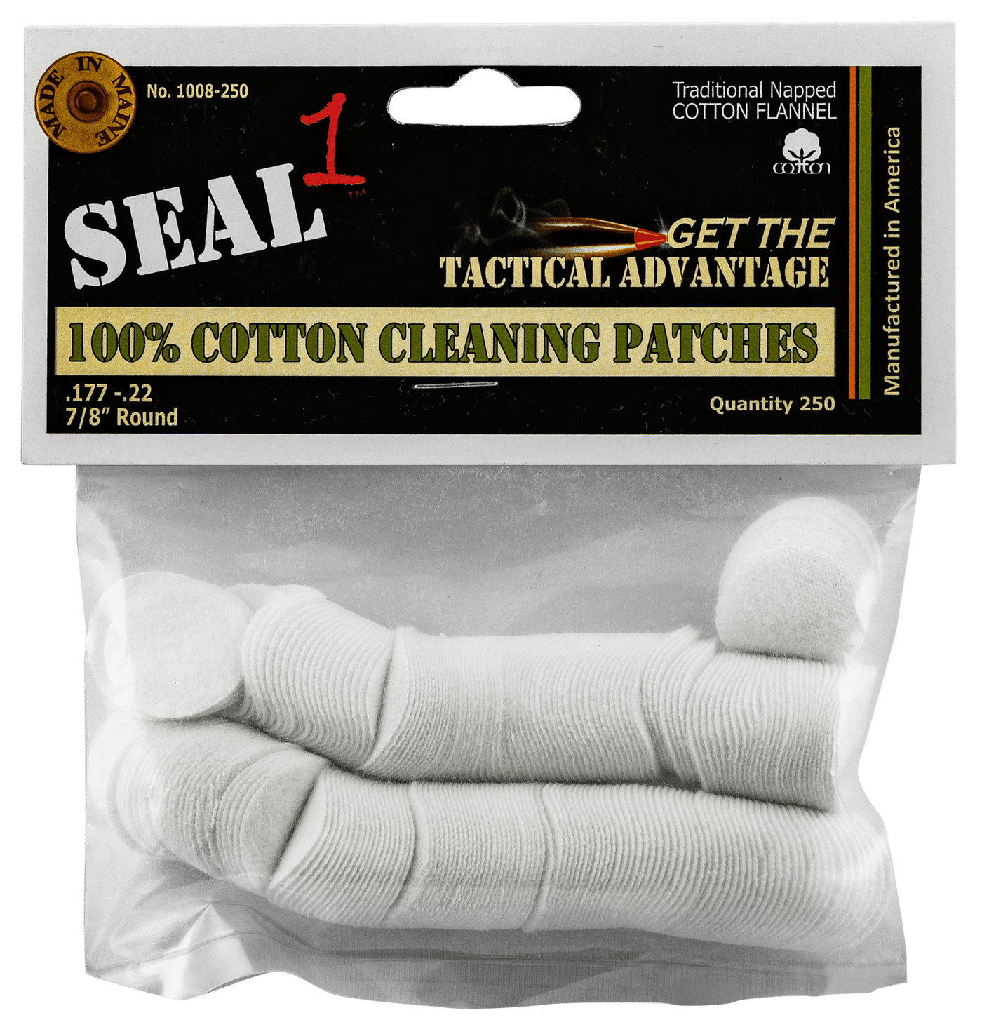 Seal 1 Seal 1 Cleaning Patches, Seal1 1008-250 .177-.22 Cleaning Patch       250ct Gun Care