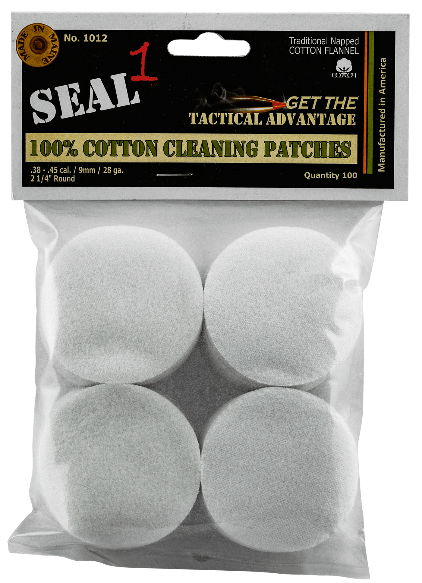 Seal 1 Seal 1 Cleaning Patches, Seal1 1012     .38-.45  Cleaning Patch       100ct Gun Care