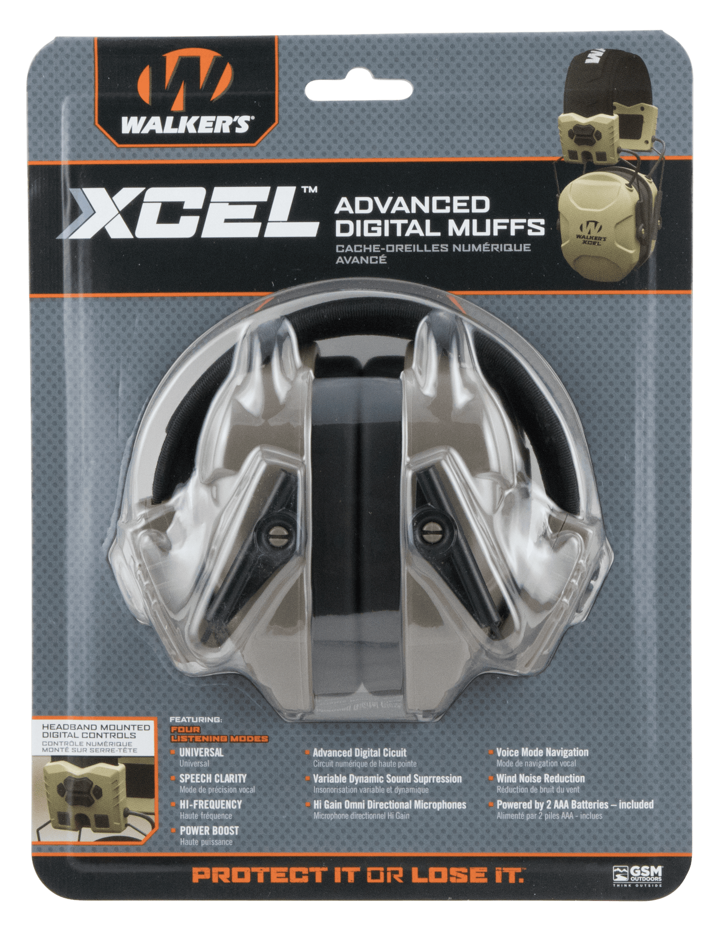 Walkers Walkers Muff Xcel 100 Digital - Electronic W/voice Clarity Hearing And Eye Protection