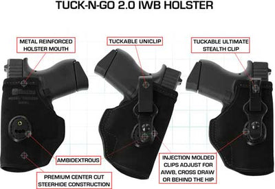 Galco Galco Tuck-n-go Itp Holster - Ambi Leather Glk 192332 Blk Holsters And Related Items