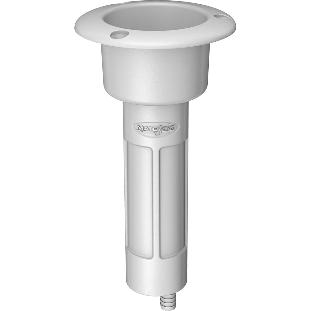Mate Series Mate Series Plastic 0° Rod & Cup Holder - Drain - Round Top - White Hunting & Fishing