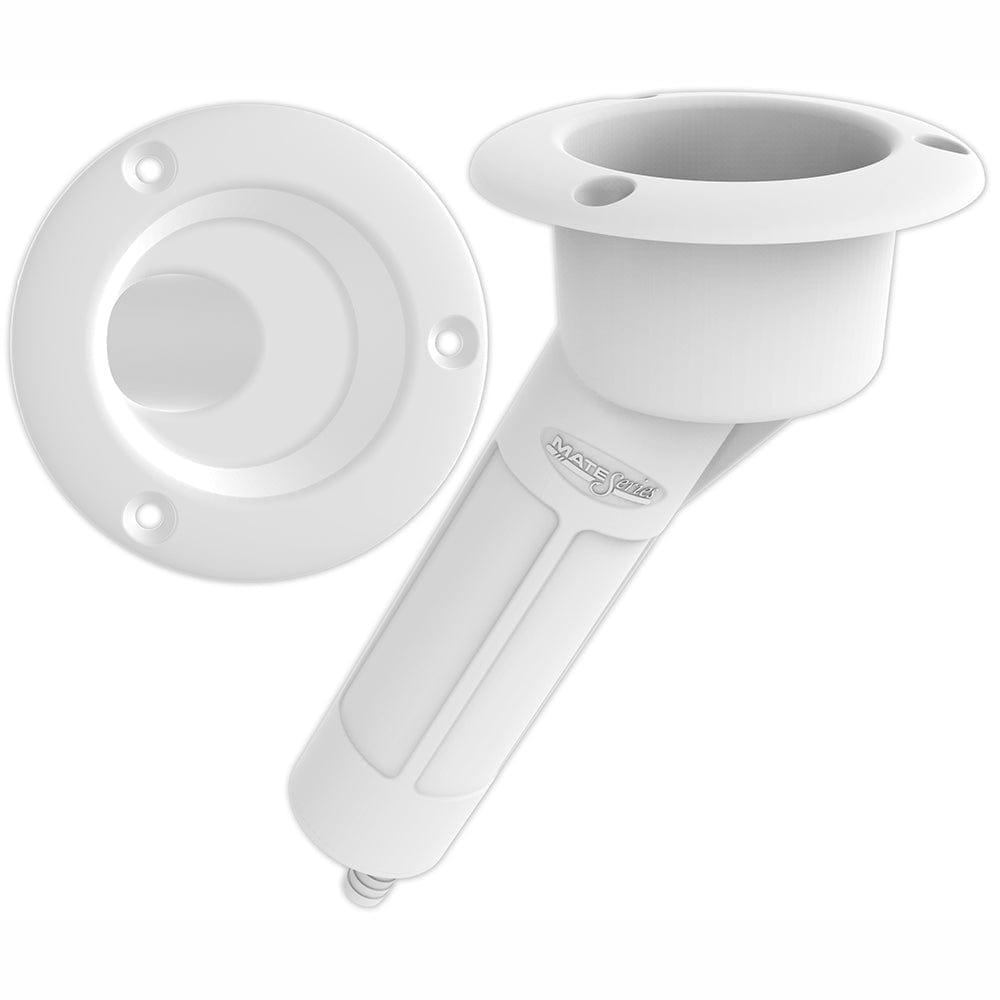 Mate Series Mate Series Plastic 30° Rod & Cup Holder - Drain - Round Top - White Hunting & Fishing
