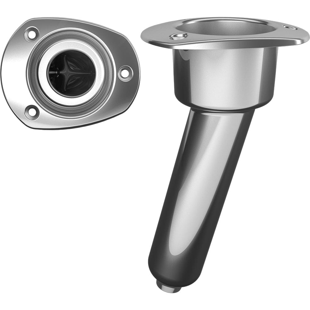 Mate Series Mate Series Stainless Steel 15° Rod & Cup Holder - Drain - Oval Top Hunting & Fishing