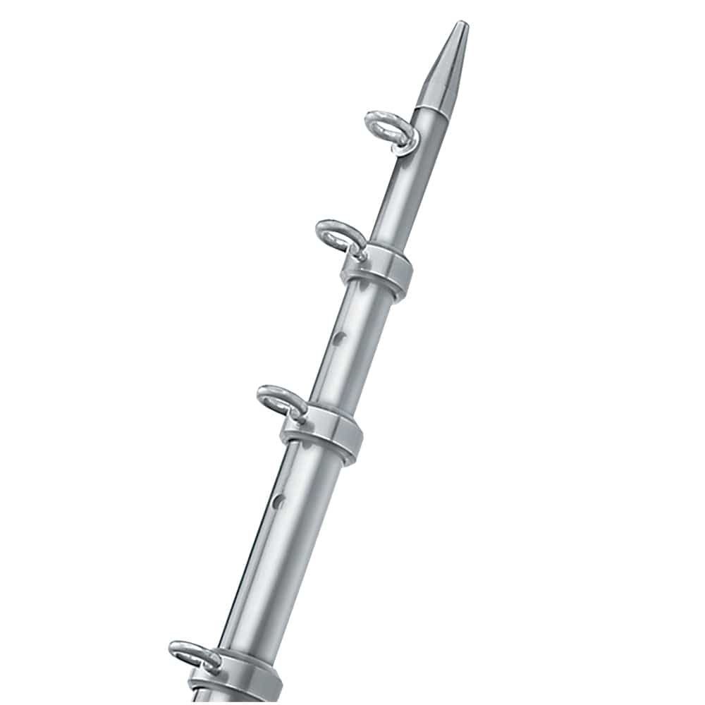 TACO Marine TACO 8' Center Rigger Pole - Silver w/Silver Rings & Tip - 1-1/8" Butt End Diameter Hunting & Fishing