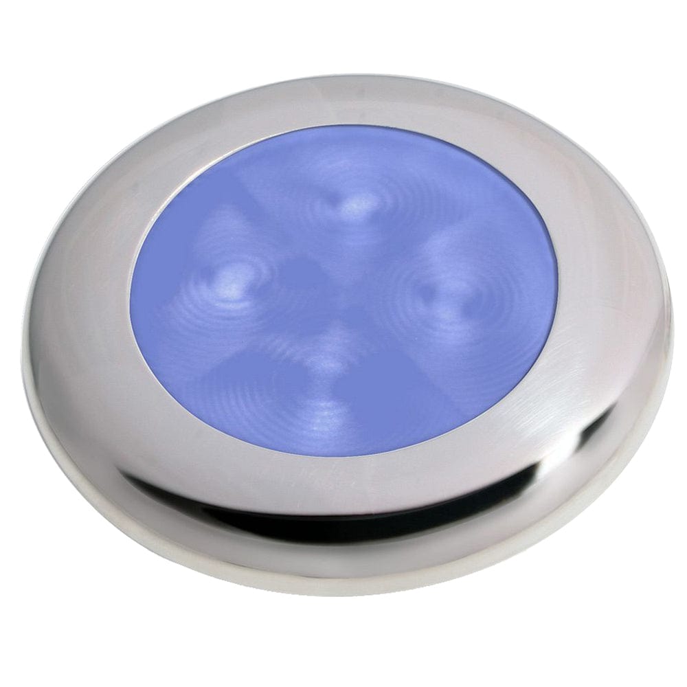 Hella Marine Hella Marine Slim Line LED 'Enhanced Brightness' Round Courtesy Lamp - Blue LED - Stainless Steel Bezel - 12V Lighting