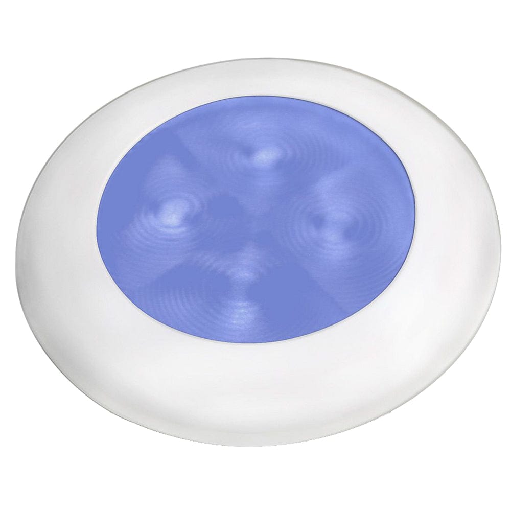 Hella Marine Hella Marine Slim Line LED 'Enhanced Brightness' Round Courtesy Lamp - Blue LED - White Plastic Bezel - 12V Lighting