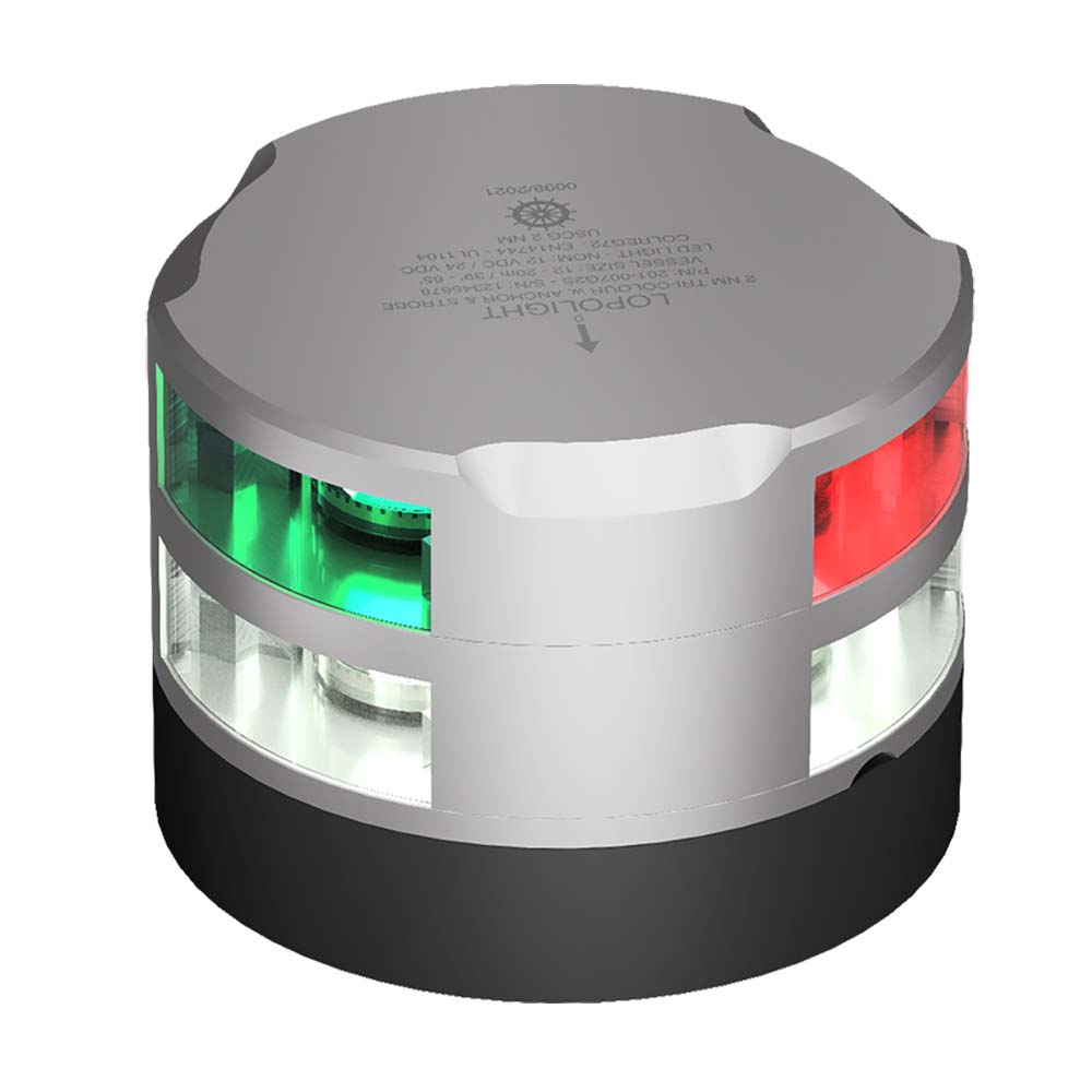 Lopolight Lopolight Tri-Color Navigation Light w/Anchor Light & Strobe - 2nm - 0.7M Cable - Silver Housing Lighting