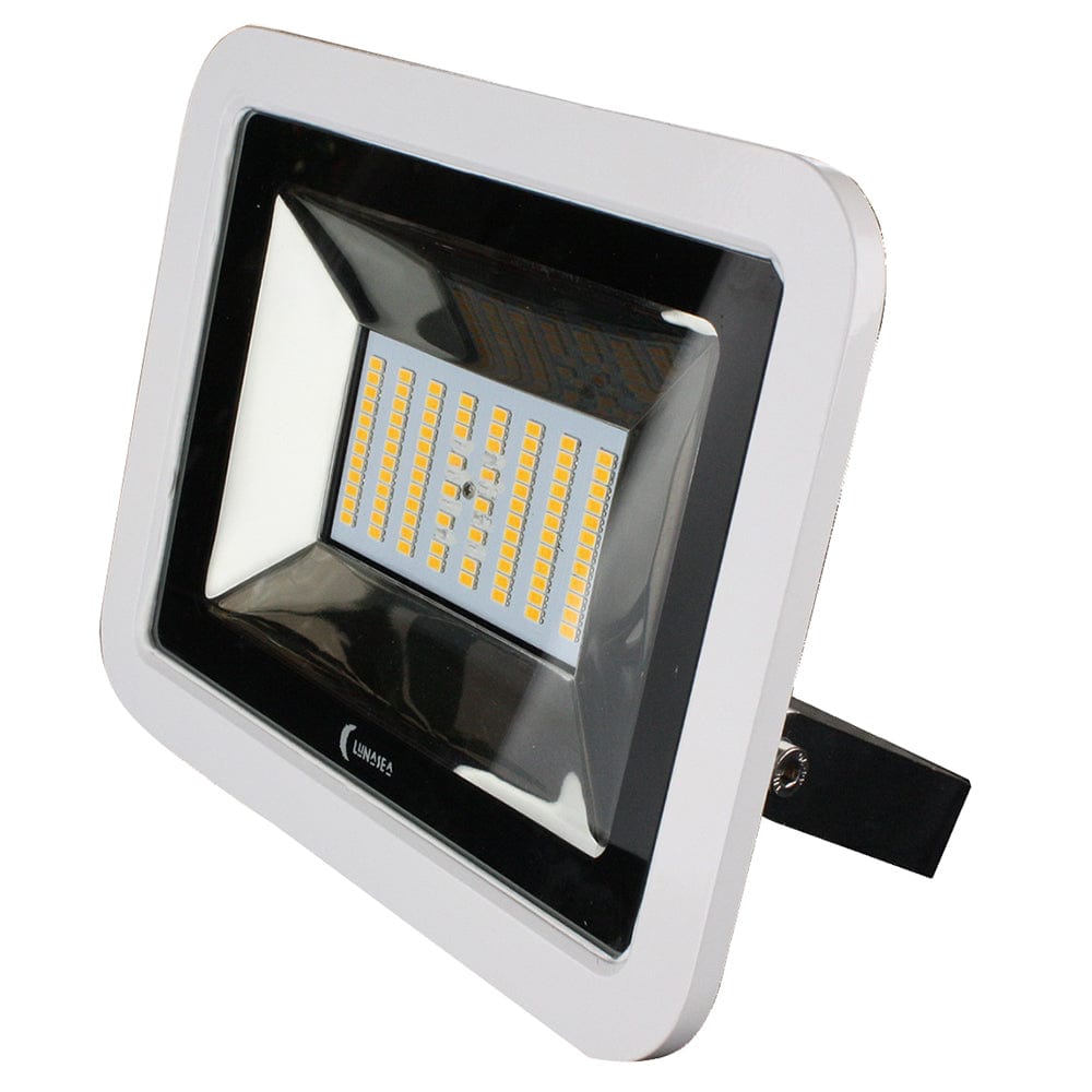 Lunasea Lighting Lunasea 35W Slimline LED Floodlight, 12/24V, Cool White, 4800 Lumens, 3' Cord - White Housing Lighting