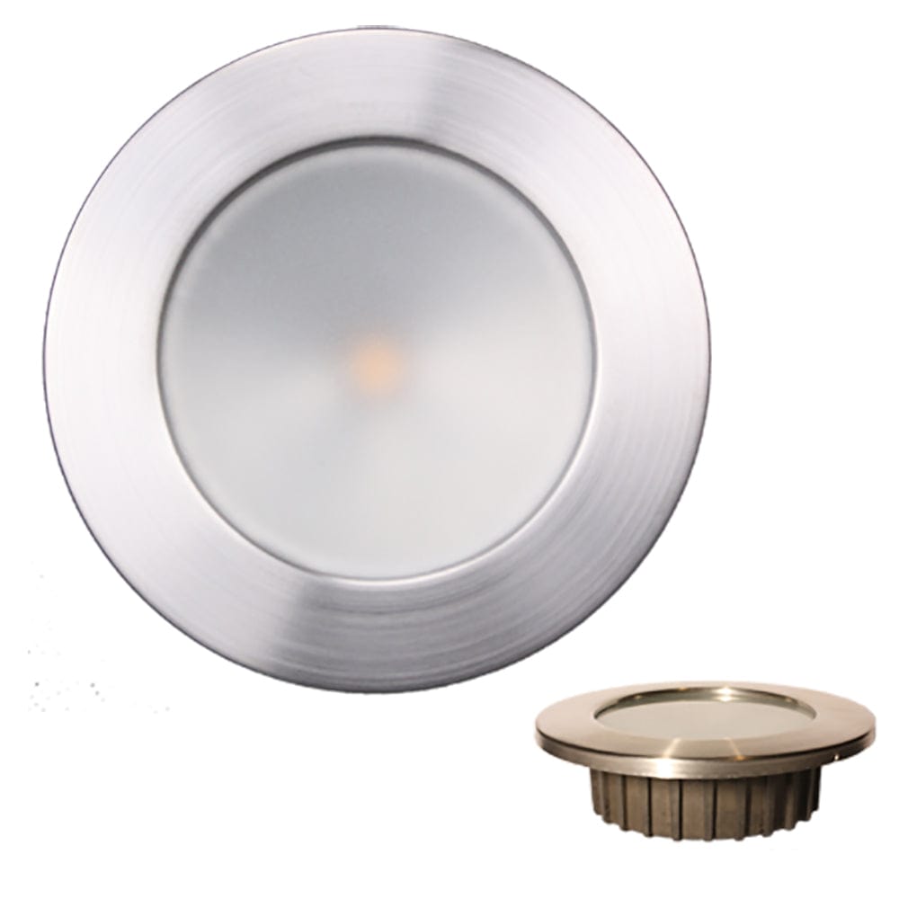 Lunasea Lighting Lunasea “ZERO EMI” Recessed 3.5” LED Light - Warm White, Blue w/Brushed Stainless Steel Bezel - 12VDC Lighting