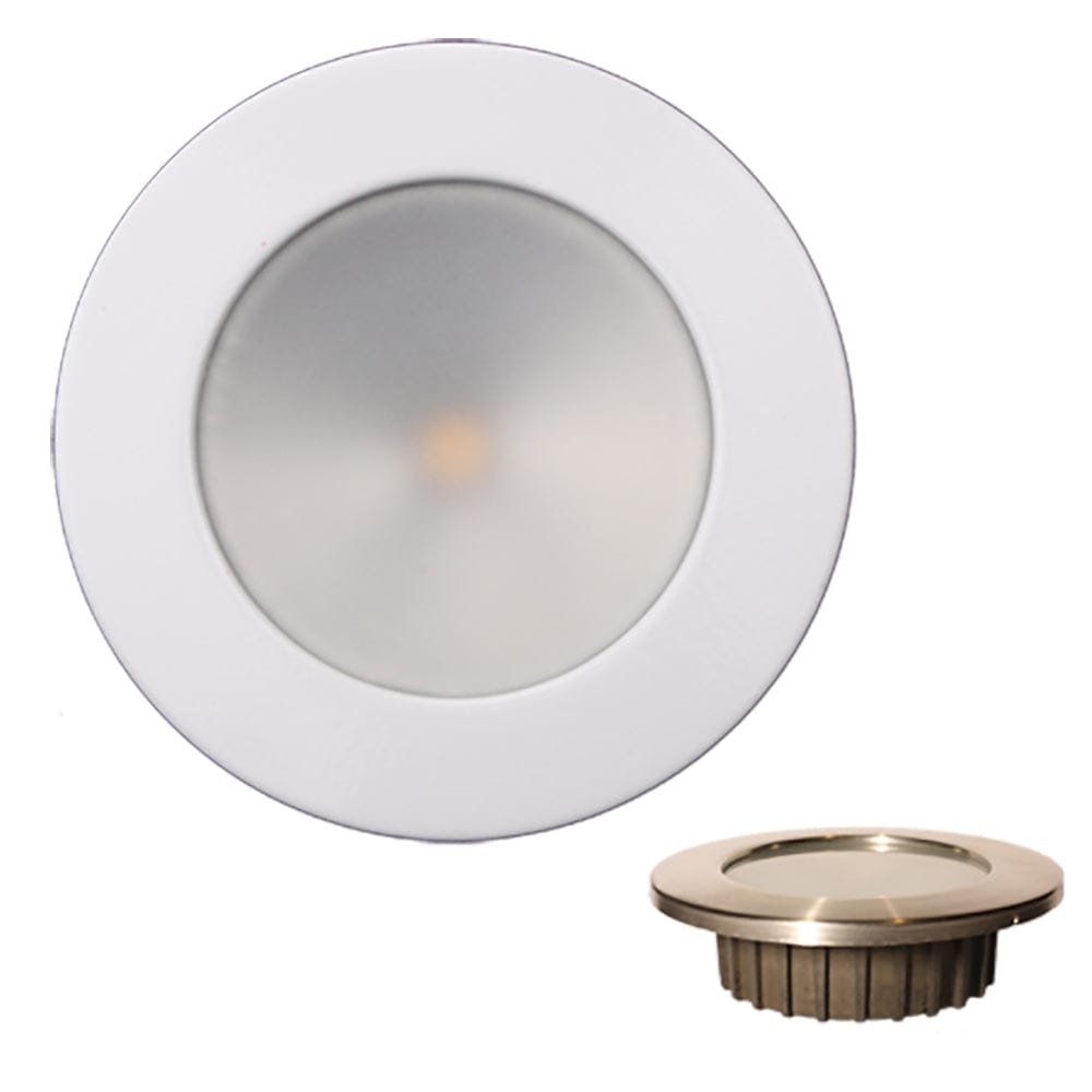 Lunasea Lighting Lunasea “ZERO EMI” Recessed 3.5” LED Light - Warm White, Blue w/White Stainless Steel Bezel - 12VDC Lighting