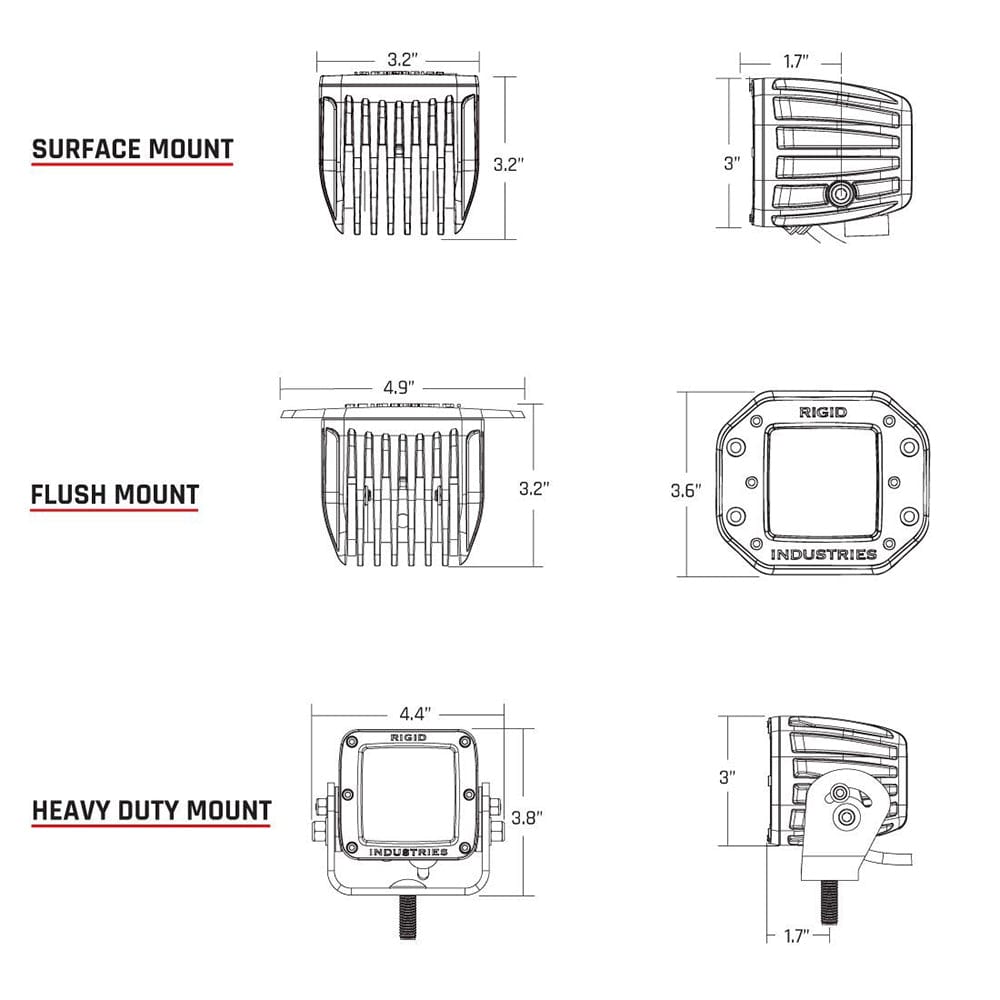 RIGID Industries RIGID Industries D-Series PRO Hybrid-Spot LED - Pair - Black Lighting