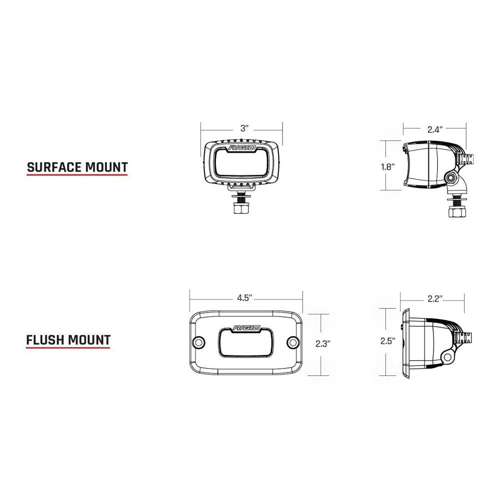 RIGID Industries RIGID Industries SR-M Series Pro Diffused Flush Mount - Black Lighting