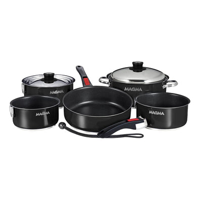 Magma Magma Nestable 10 Piece Induction Non-Stick Enamel Finish Cookware Set - Jet Black Boat Outfitting