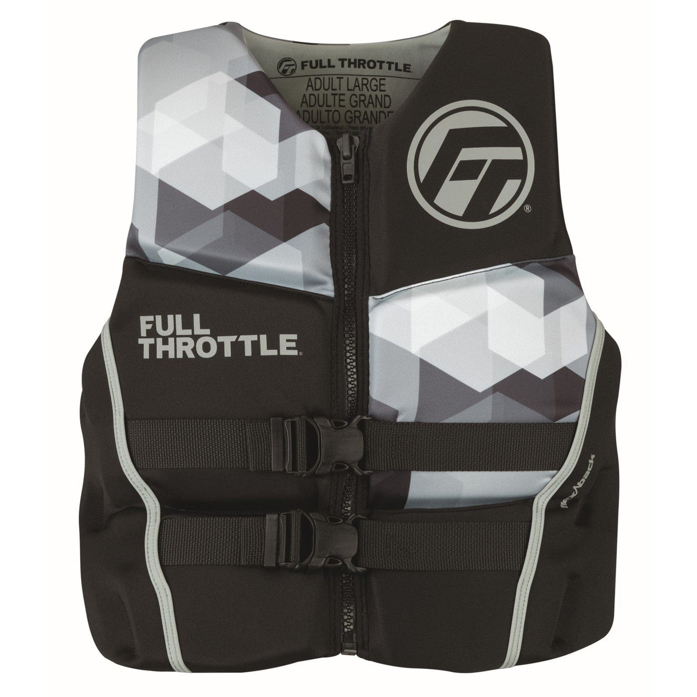 Full Throttle Full Throttle Mens Rapid-Dry Flex-Back Life Jacket 2XL / Grey Marine And Water Sports
