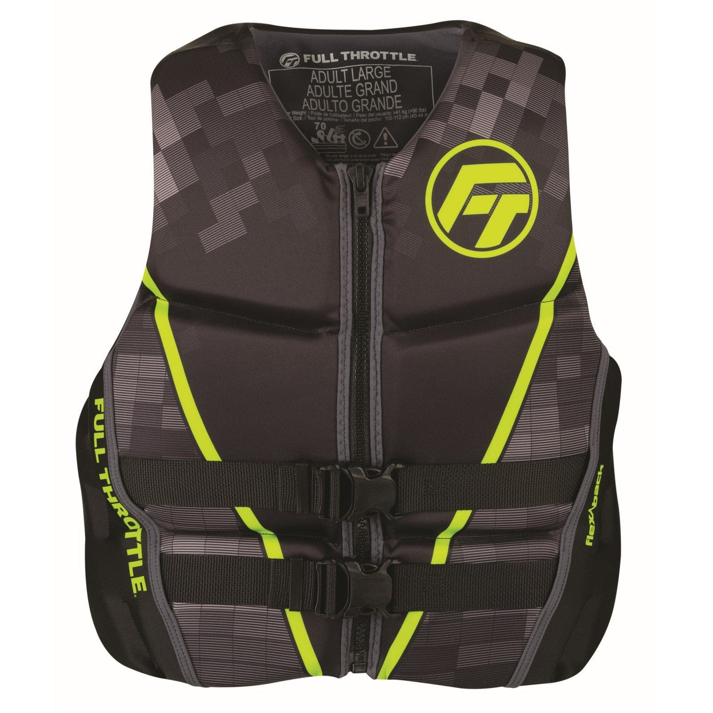 Full Throttle Full Throttle Mens Rapid-Dry Flex-Back Life Jacket Medium / Green Marine And Water Sports
